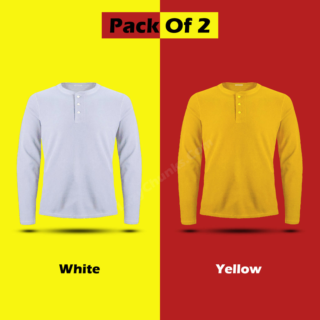 Henley Full Sleeve T Shirt 2 Combo By LazyChunks (All Colors)