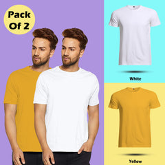 Round Neck Half Sleeve Plain T Shirt Combo By LAZYCHUNKS (Pack of 2)