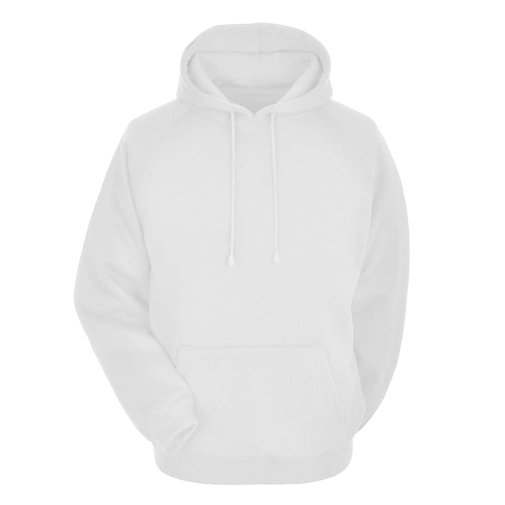 White Cotton Blend Regular Fit Kangaroo Hoodies Sweatshirt By LazyChunks