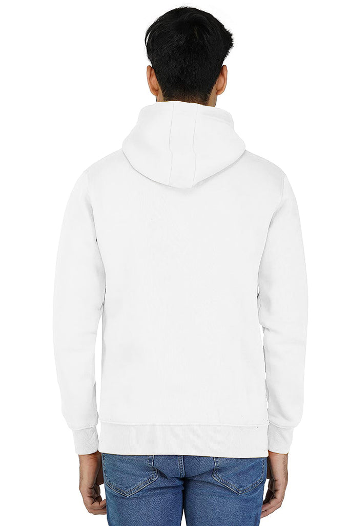 Men's Relaxed Fit Solid White Cotton Hoodies By LazyChunks