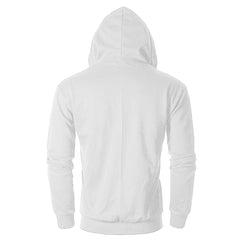 White Cotton Blend Regular Fit Kangaroo Hoodies Sweatshirt By LazyChunks