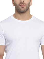 Round Neck White Half Sleeves Plain T-Shirt By LazyChunks