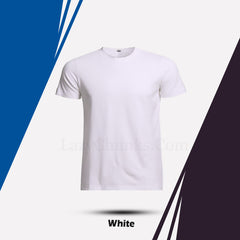 Round Neck White Half Sleeves Plain T-Shirt By LazyChunks