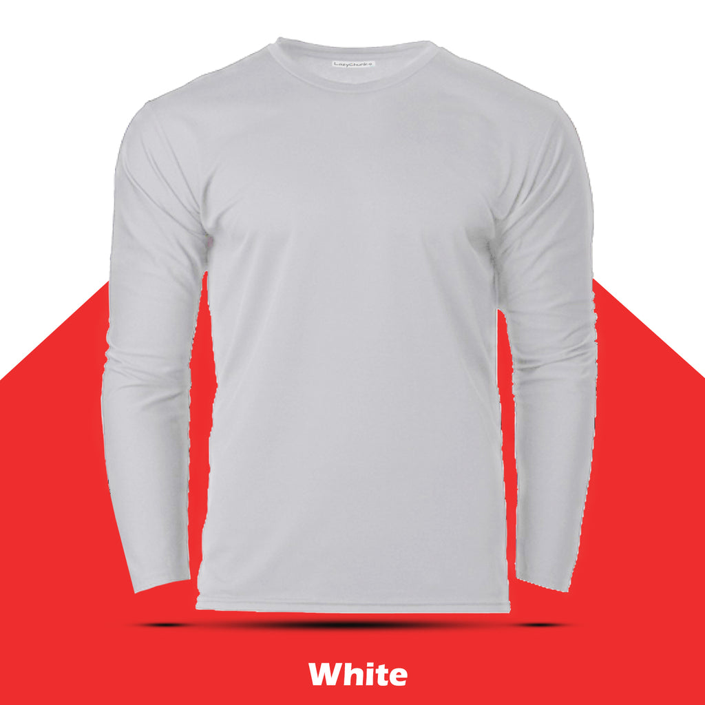 White Round Neck Plain Full Sleeve T shirt by LazyChunks