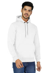 Men's Relaxed Fit Solid White Cotton Hoodies By LazyChunks