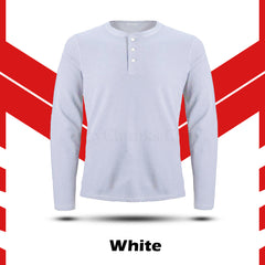 White Henley Full Sleeve T Shirt By LazyChunks