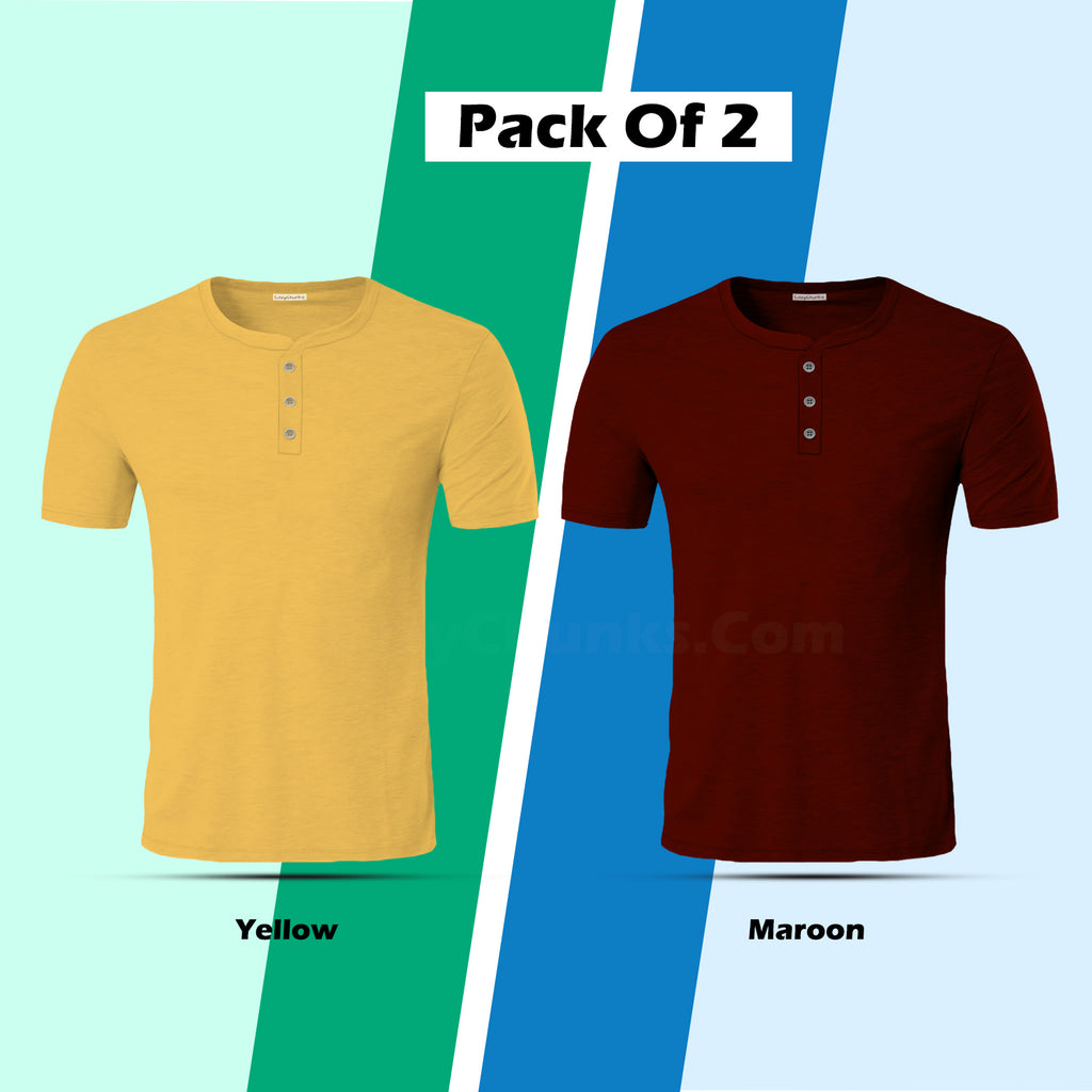 Henley Half Sleeve T Shirt Combo (Pack of 2) By LazyChunks (All Colors)