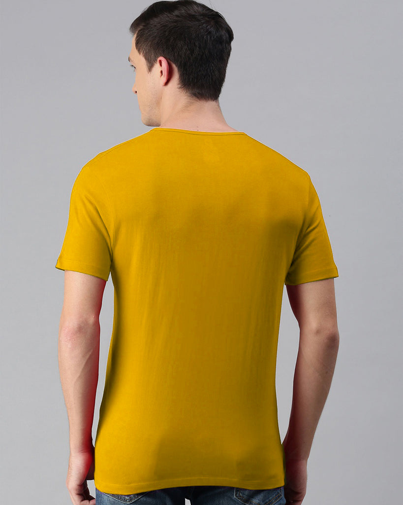Yellow Henley Half Sleeves T Shirt By LazyChunks