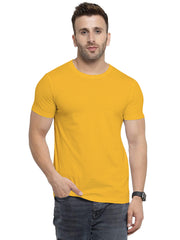Round Neck Yellow Half Sleeves Plain T-Shirt By LazyChunks