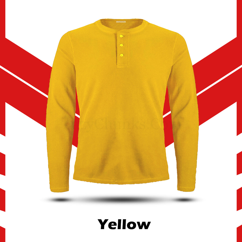 Yellow Henley Full Sleeve T Shirt By LazyChunks